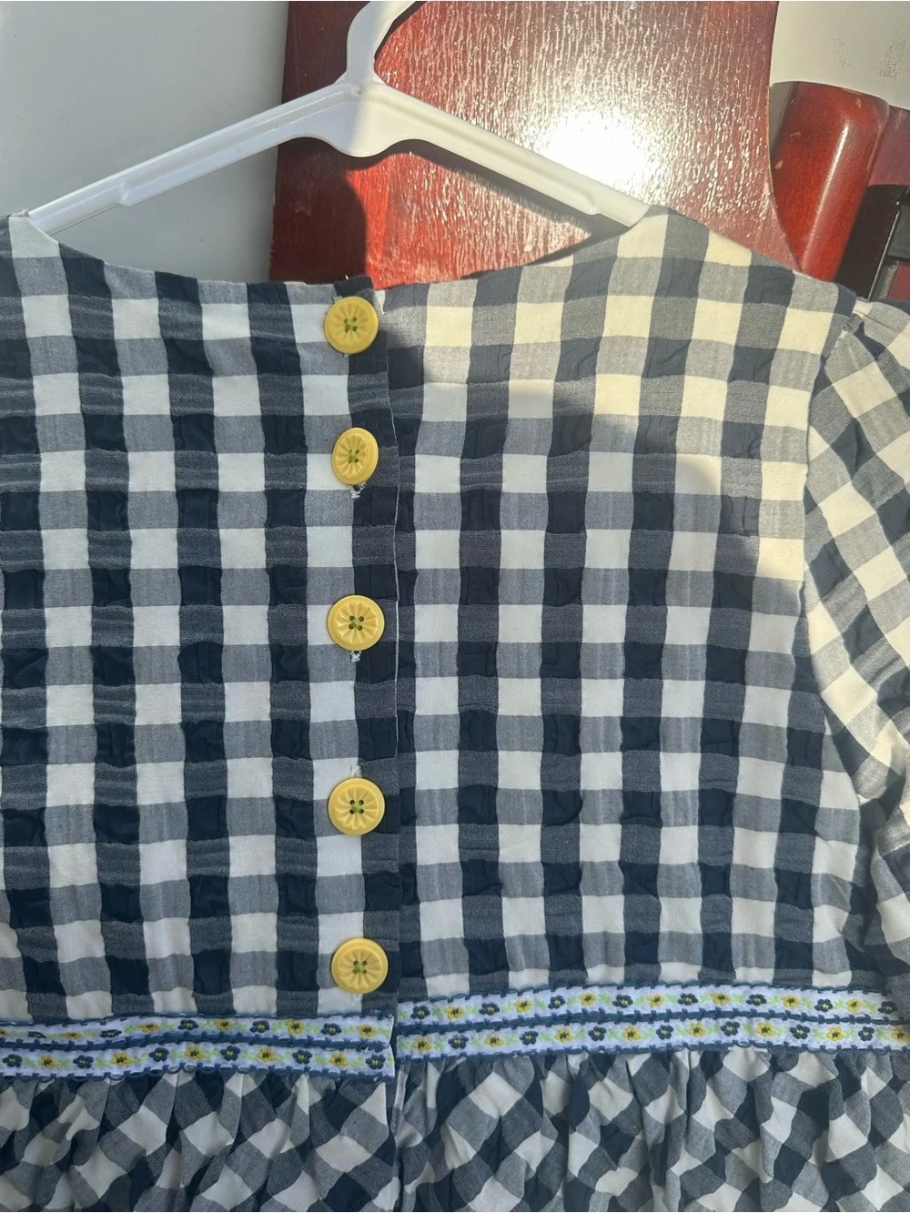Matilda Jane Navy & White Gingham Dress with Yellow Trim. - Picture 5 of 6